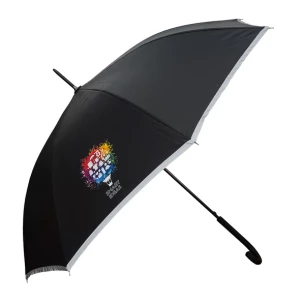 Umbrelă cu bandă reflectorizantă Refu - Negru