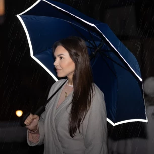 Umbrelă cu bandă reflectorizantă Refu - Negru
