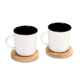 Set de 2 căni ceramice Kerala - alb