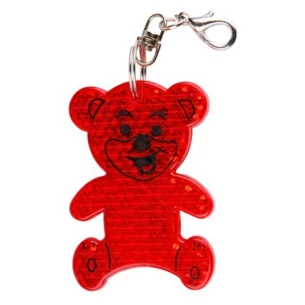 Breloc reflectorizant din plastic pentru urs - Roșu