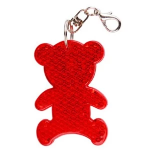 Breloc reflectorizant din plastic pentru urs - Roșu