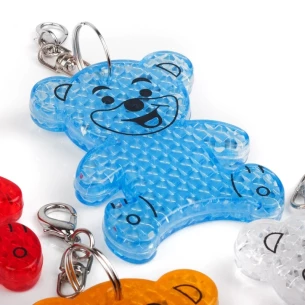 Breloc reflectorizant din plastic pentru urs - Roșu