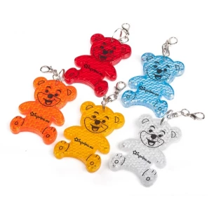 Breloc din plastic reflectorizant pentru urs - alb