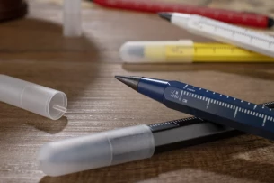 Creion permanent cu scală de măsurare DRAWI – albastru